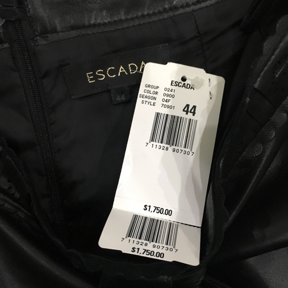 Escada Black Lamb Leather Skirt Size 44 - Picture 4 of 6